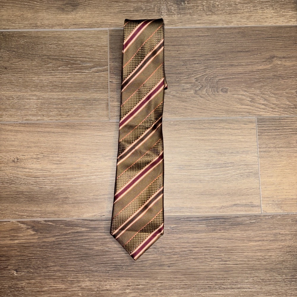Canali Italy Tie Striped Chocolate Brown‎ Necktie Silk Office Italy 3.75x59"